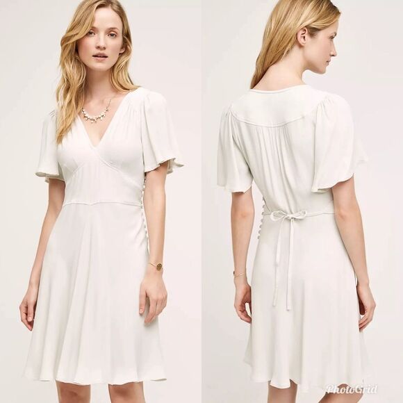 Revolve Anthropologie Ghost London Coraline Flutter Sleeve Dress - Picture 1 of 11